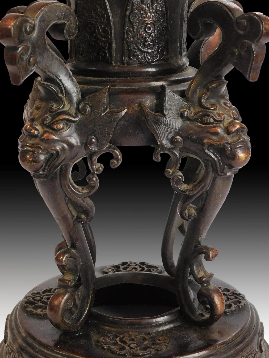 Taotie Mask Copper Bronze Japanese Incense Burner