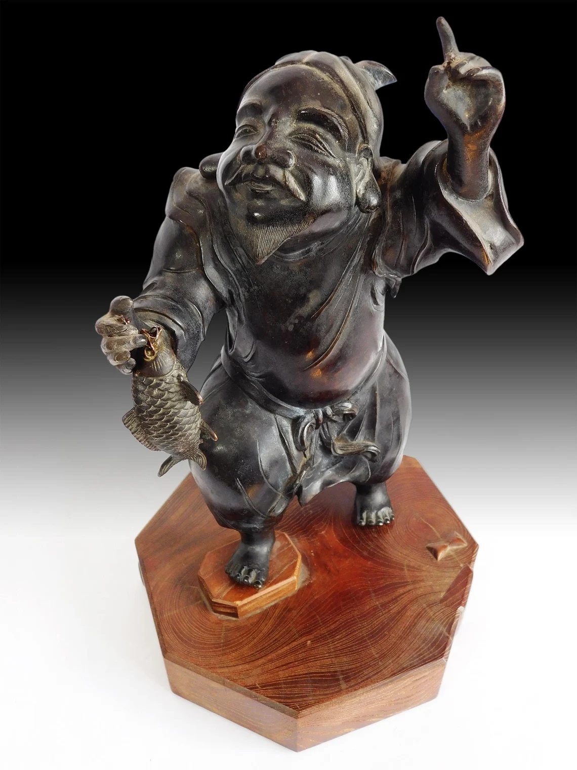 Antique Bronze Ebisu statue