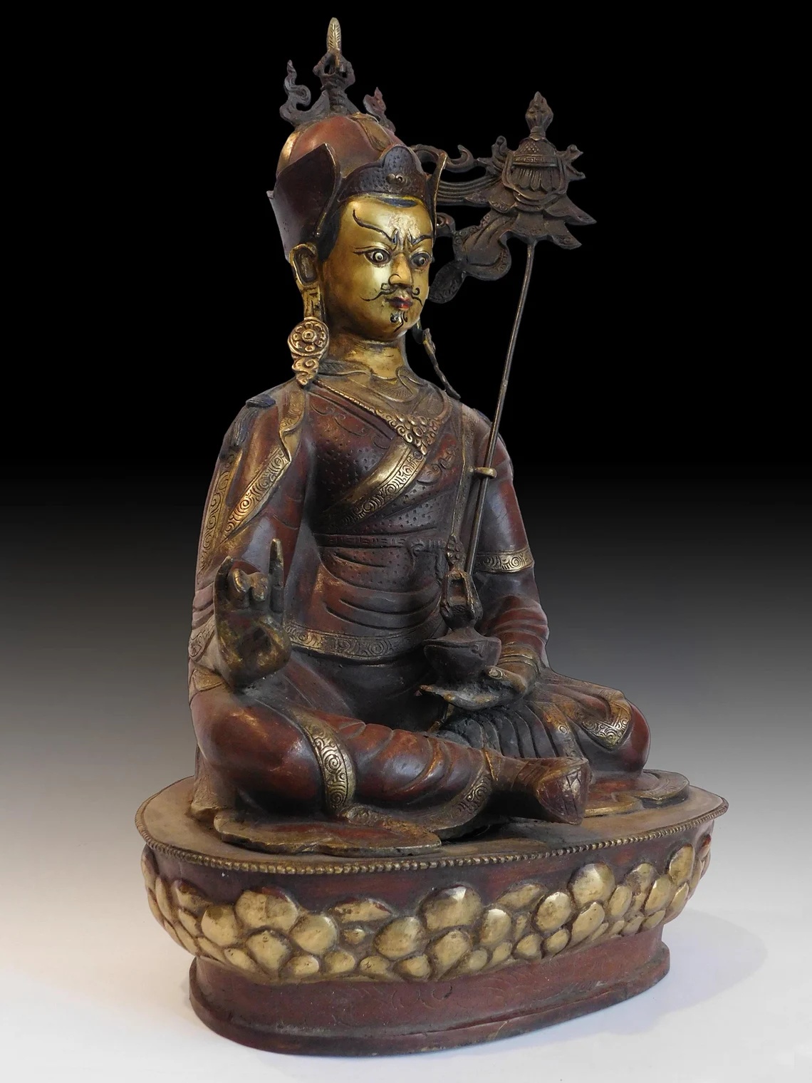 Chinese Copper Gold Gilt Bronze Padmasambhava