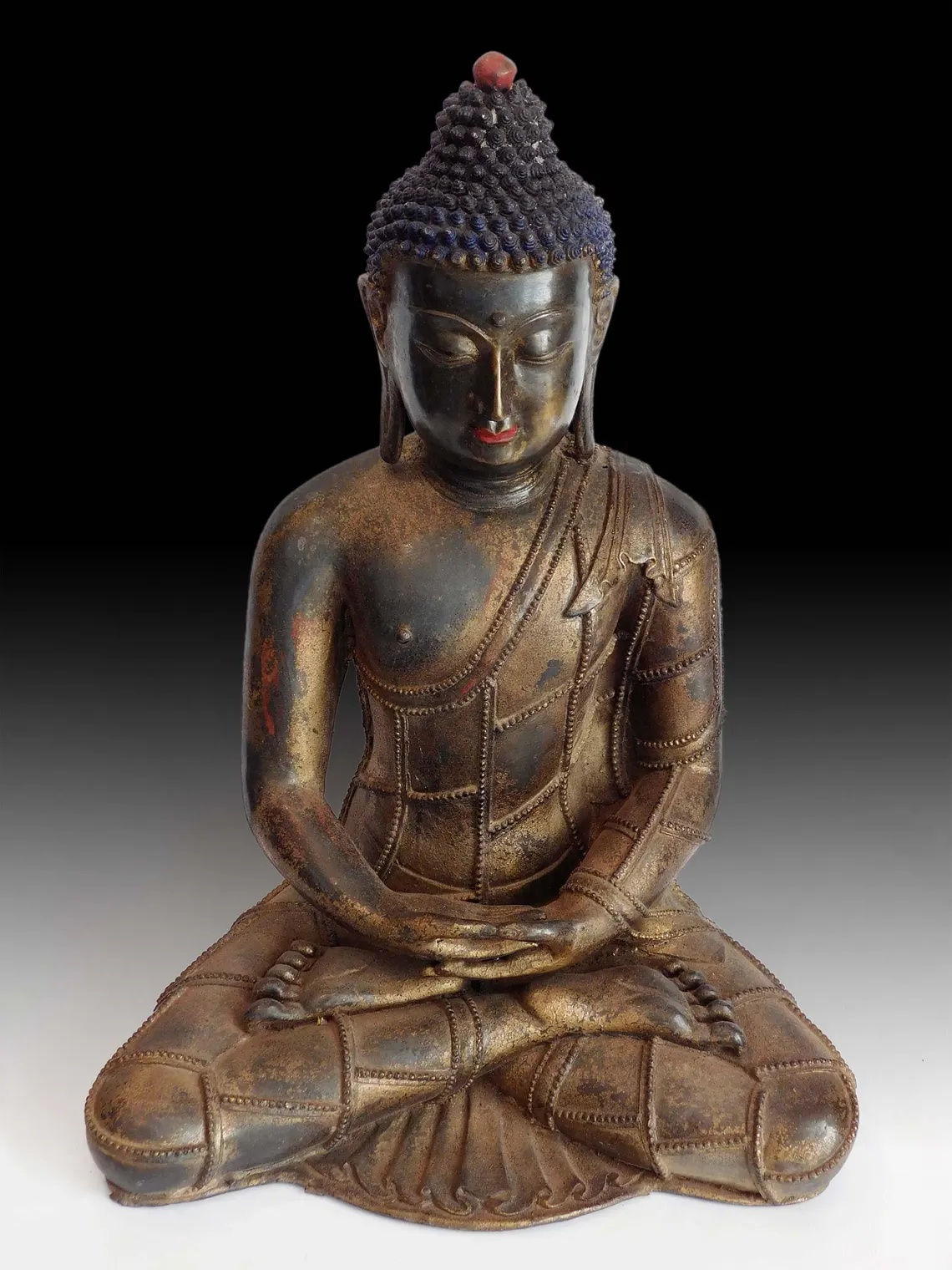 Antique Chinese Bronze Amida Amitabha Meditation Buddha Statue 18”H 阿弥陀如来