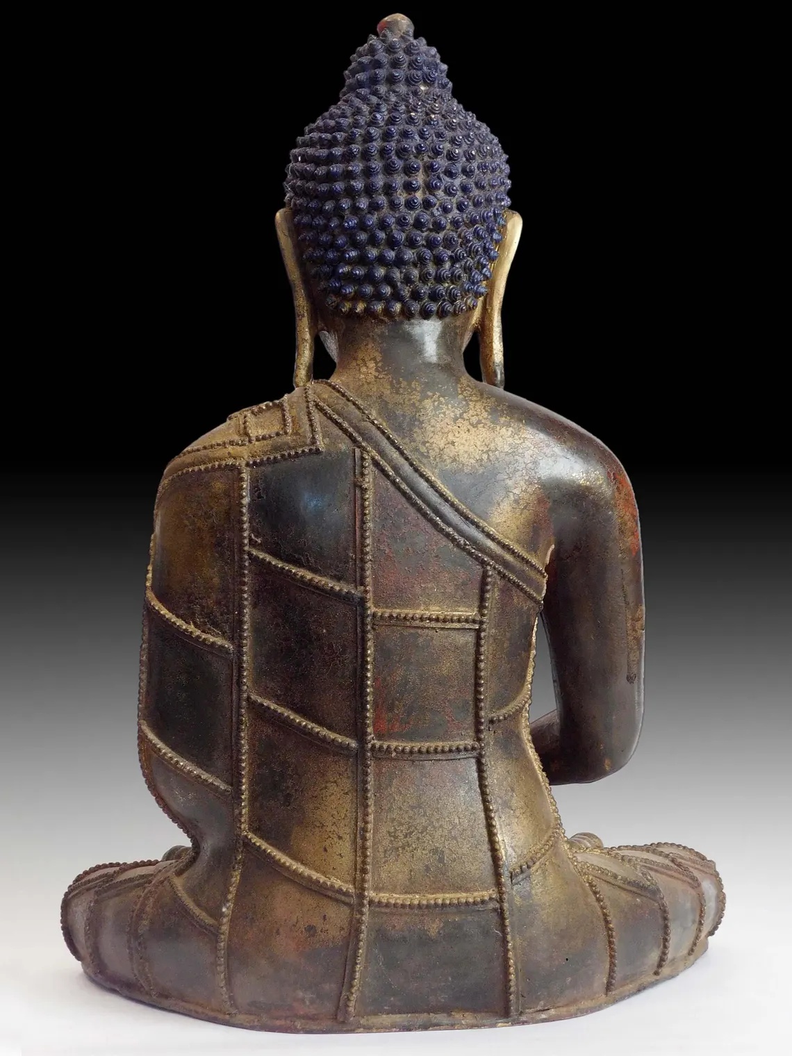 Antique Chinese Bronze Amida Amitabha Meditation Buddha Statue 18”H 阿弥陀如来