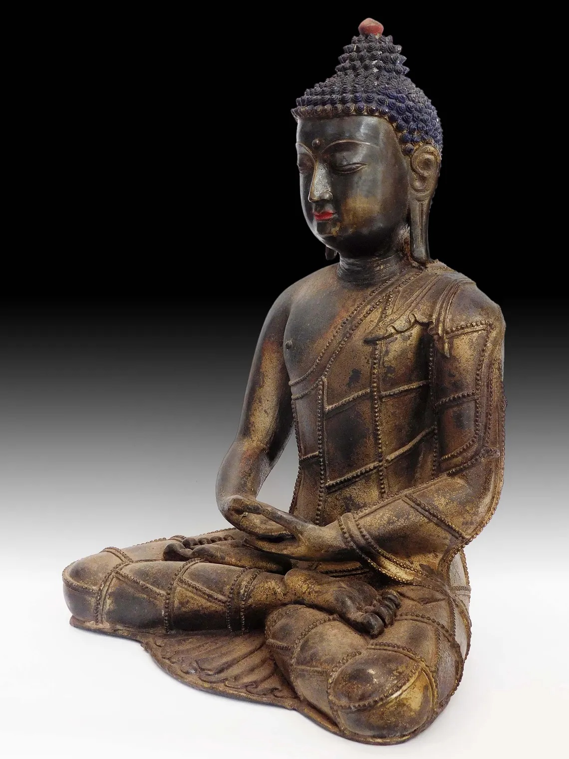 Antique Chinese Bronze Amida Amitabha Meditation Buddha Statue 18”H 阿弥陀如来