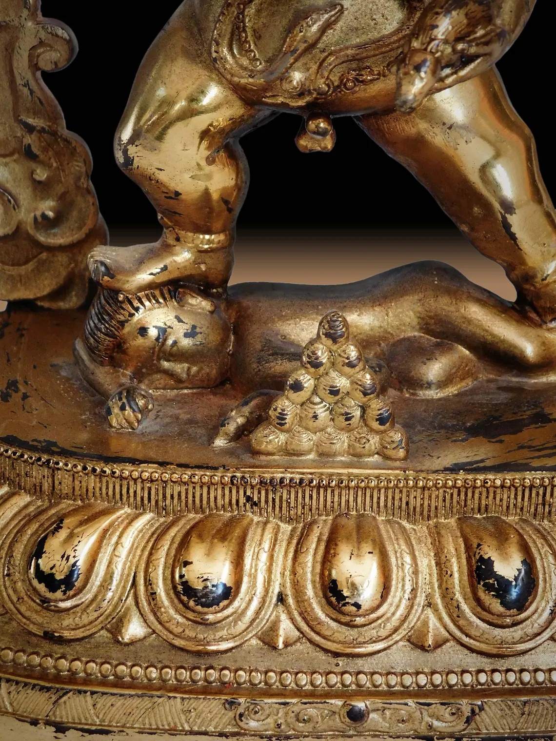 Vintage Sino Tibetan Gilt Bronze Mahakala God of Wealth Buddha Statue 金銅大黒天
