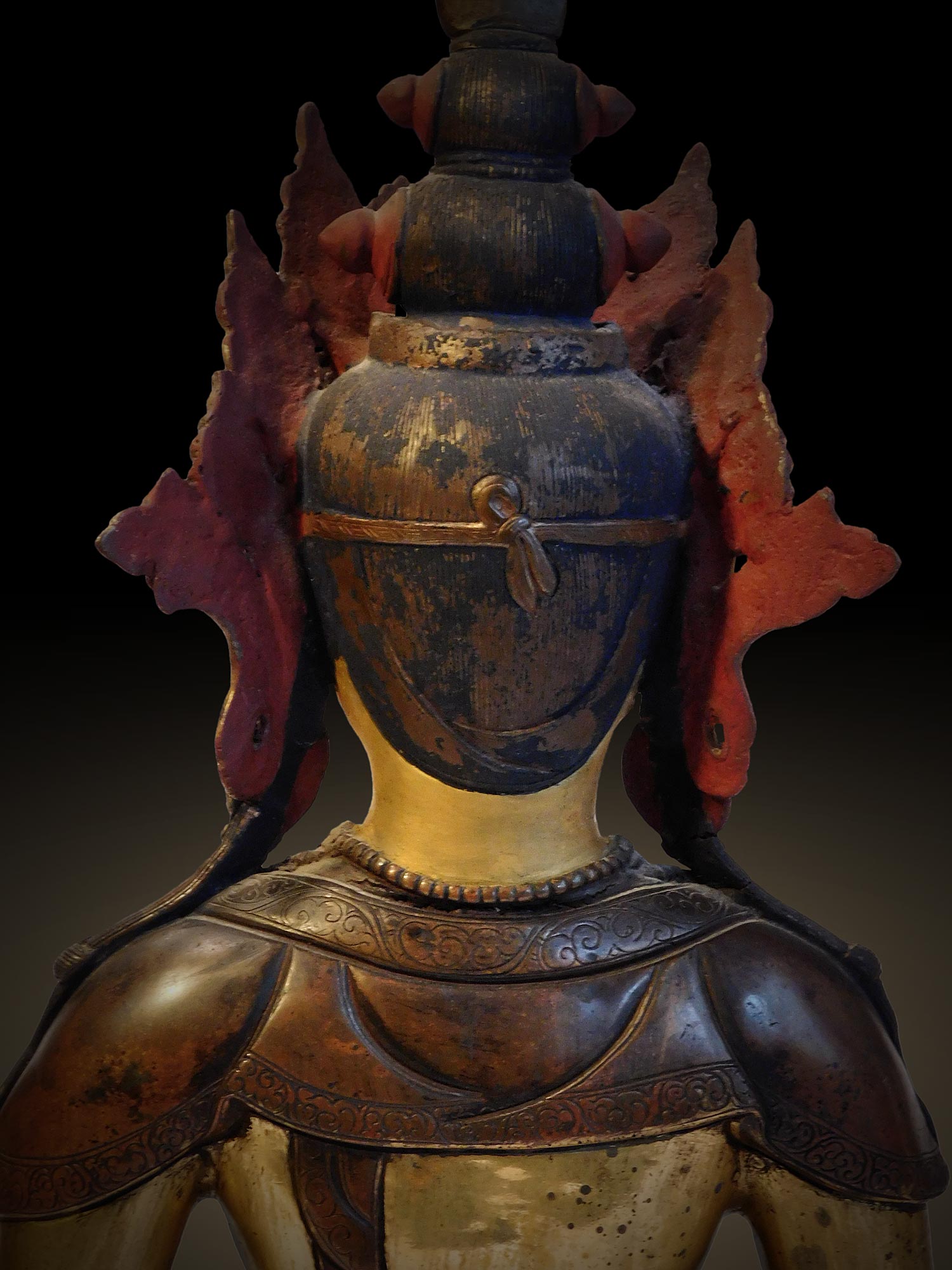 Ming Bronze Amitayus head closeup