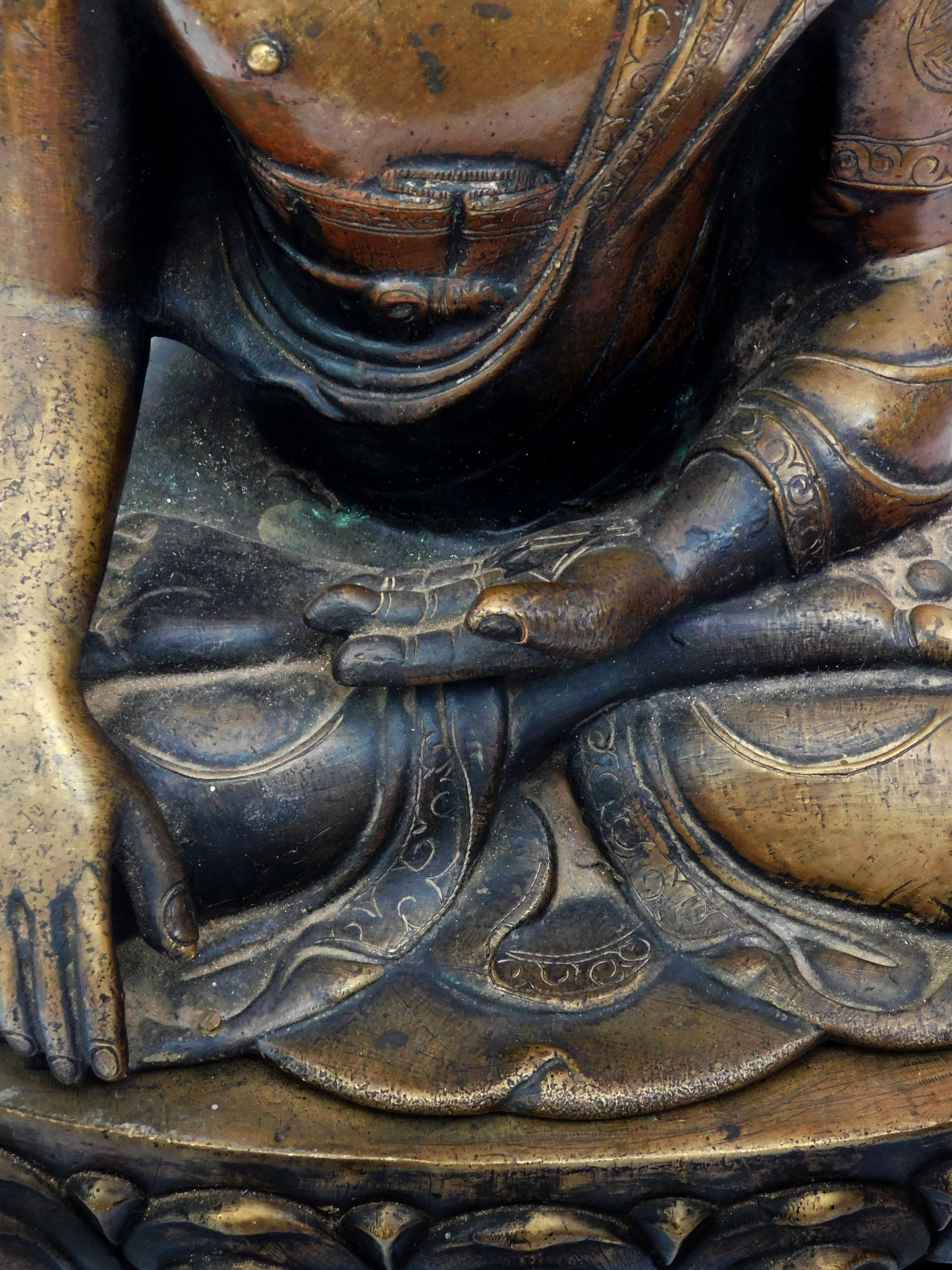 19th Century Earth Witness Myanmar Mandalay Antique Bronze Buddha 18in H 曼德勒大佛