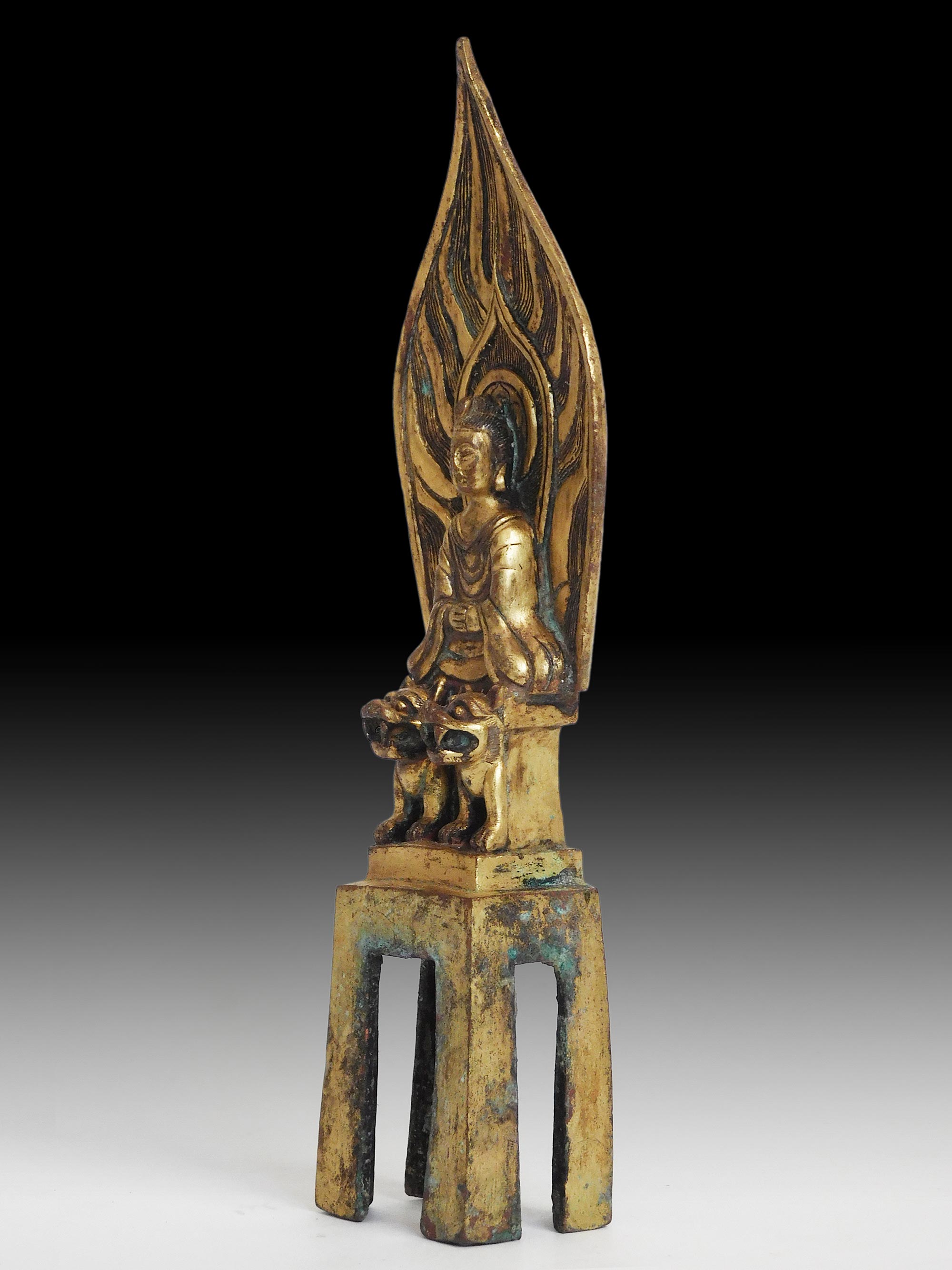 Gilt Bronze Lion Throne Maitreya