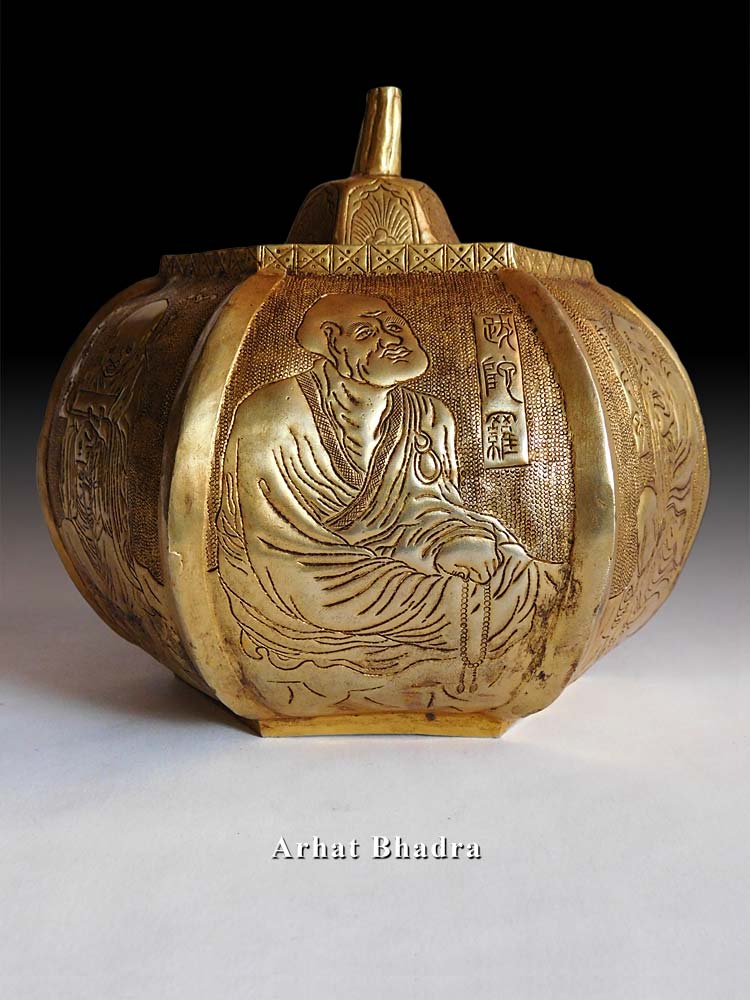 Buddhist Repousse Gilt Copper Urn