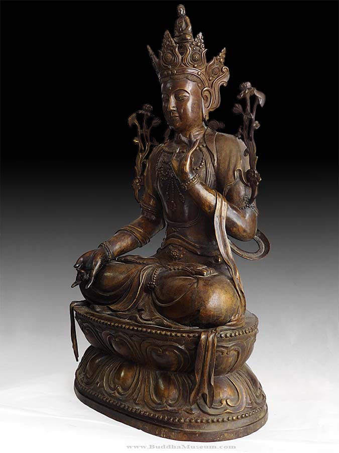 Guan Yin Chinese Bronze Buddha rt.