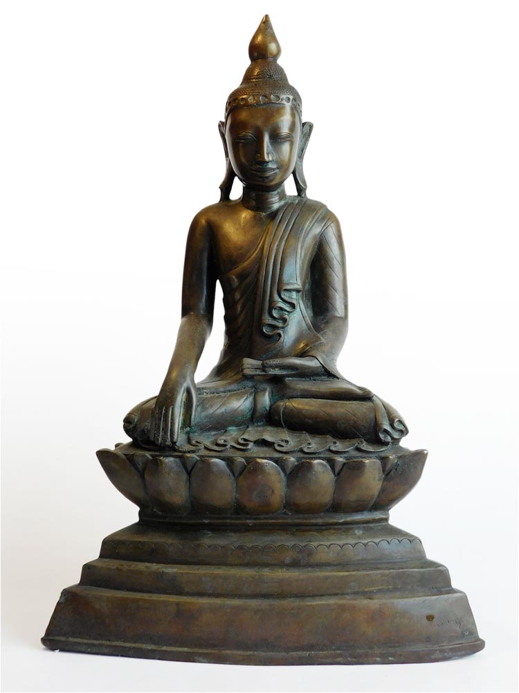 Siddhartha Gautama Earth Witness Buddha Antique Burmese Shan Bronze Bhumisparsha Statue 17