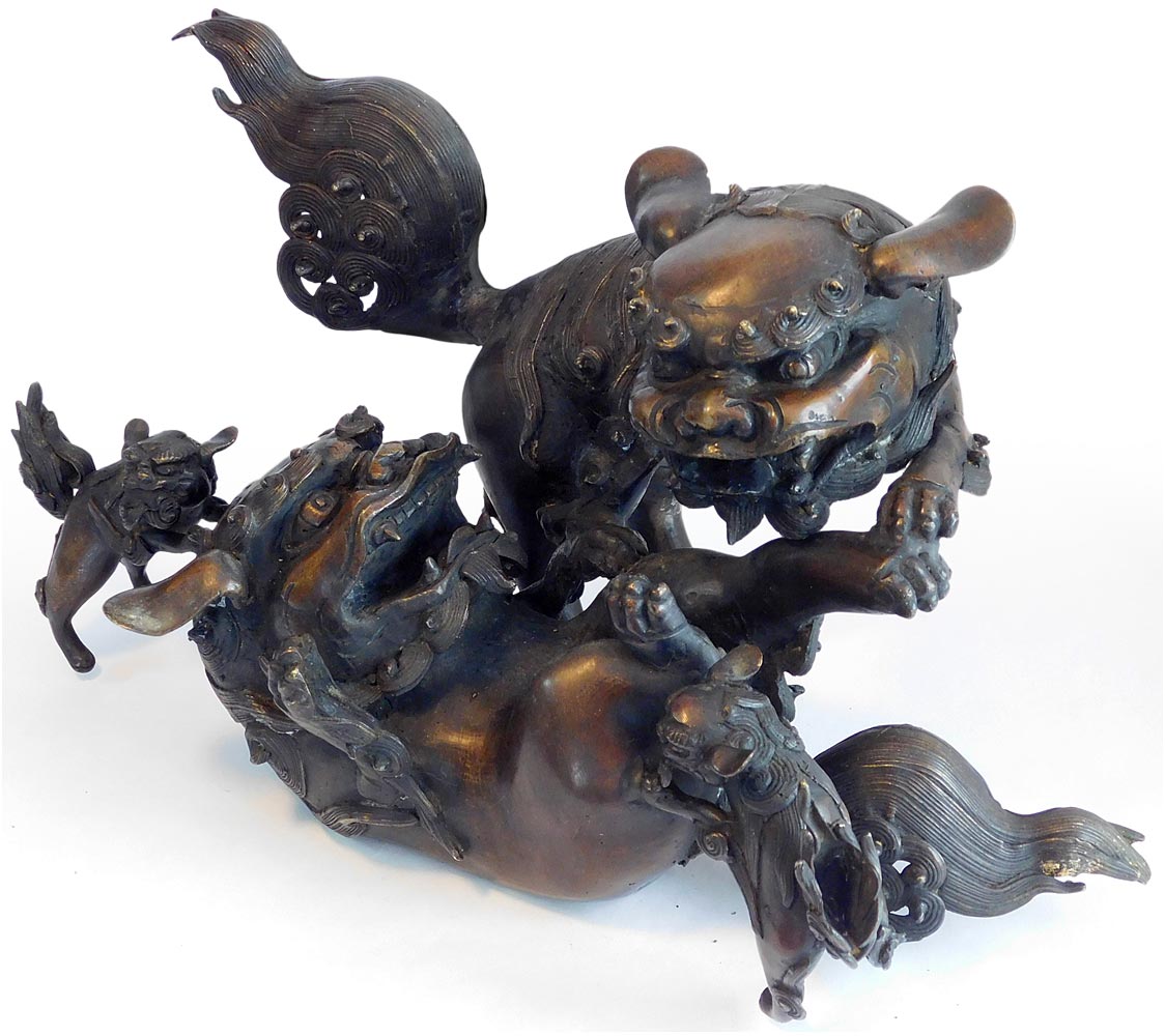 Bronze Fu Dog Lion Family