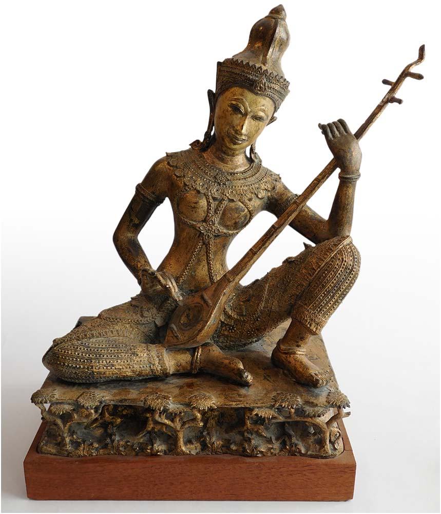 Goddess of Art and Wisdom Saraswati Southeast Asian Bronze Buddha Statue 16