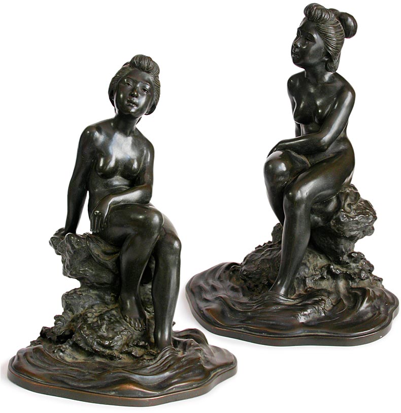 Okazaki Sessei Bronze Nude Bather