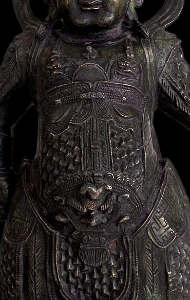 Ming Bronze Lokapala close-up