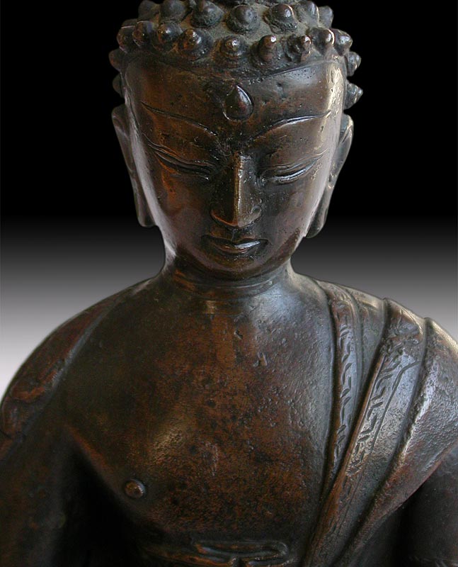 Sand cast Buddha Closeup