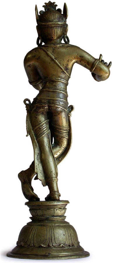 Hindu Bronze Krishna Venugopala back