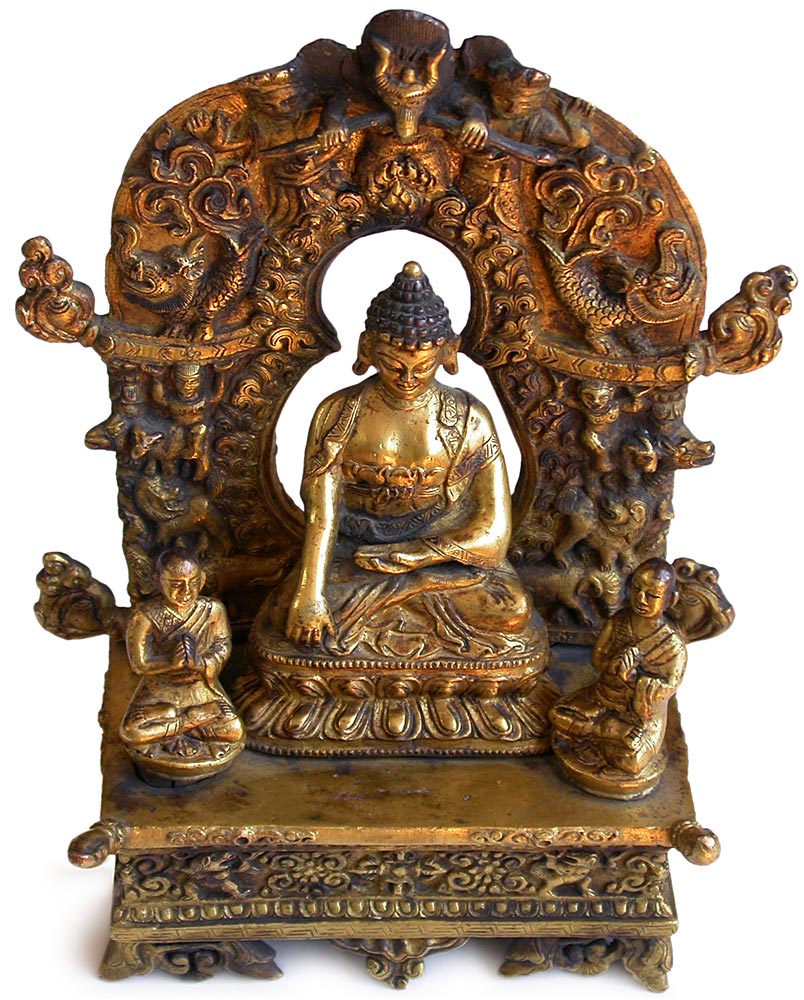 Tibetan Gilt Bronze Shakyamuni Shrine
