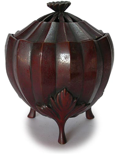 Japanese Tetradecagon Bronze Koro 