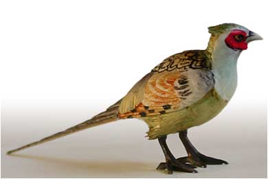 Polychrome Pheasant Okimono