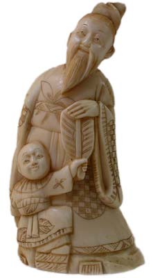 Wiseman and kid Okimono