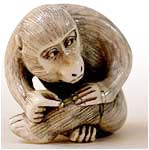 Monkey Picking Flea Netsuke