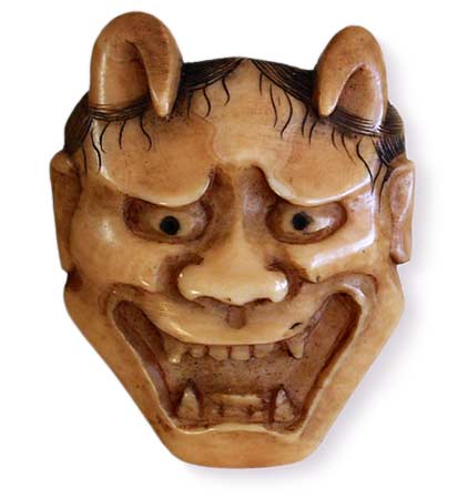 Hannya Mask Ivory Netsuke 