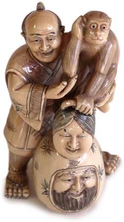 Sarumawashi Mask Seller Netsuke