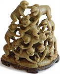 Ten Monkeys Stone Carving
