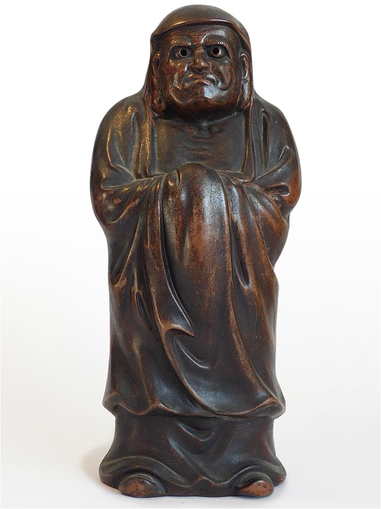 Zen Master Bodhidharma Daruma Vintage Japanese Bizen Yaki Okimono Statue 大魔禅師備前焼