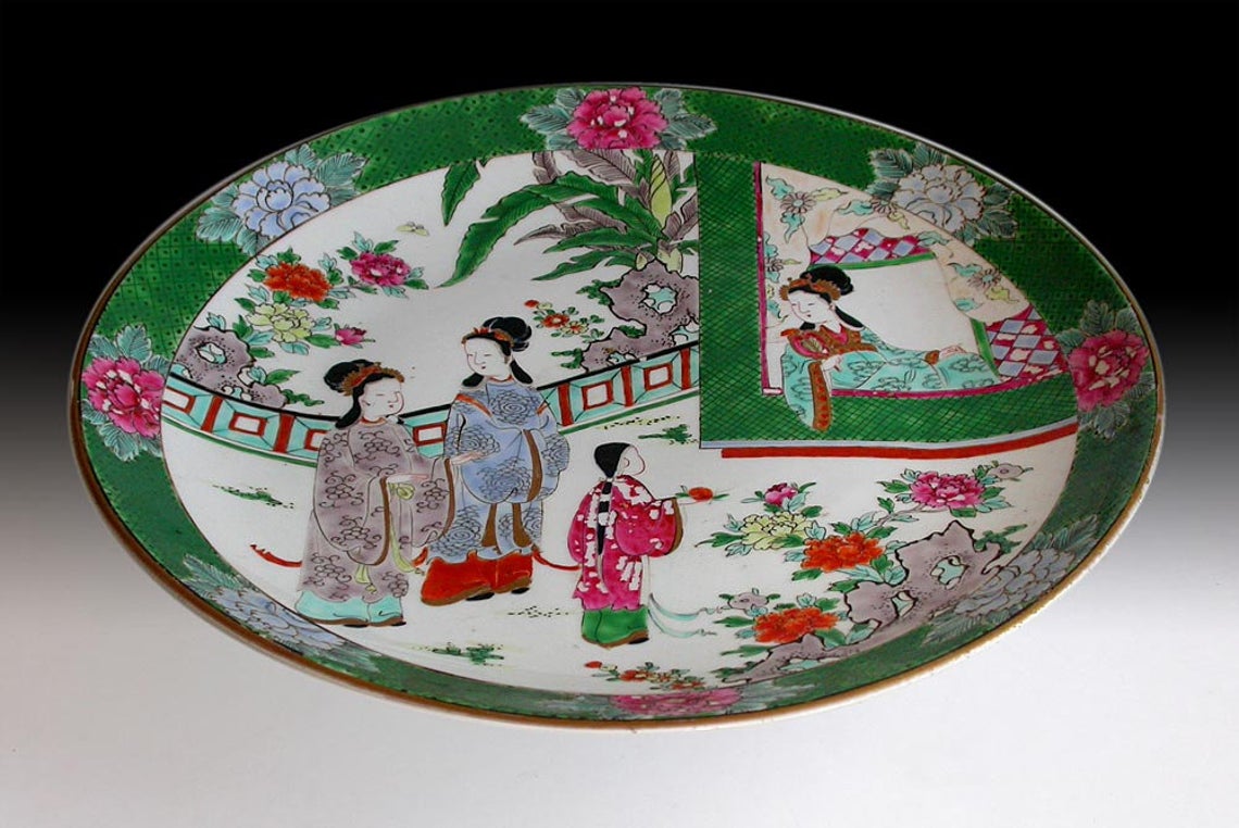 Lg 19th Century Antique Japanese Edo Arita Imari Porcelain Platter Charger 14