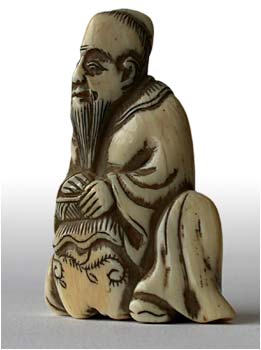 Sennin Wine Jug Netsuke  lt