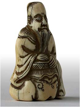 Sennin Wine Jug Netsuke  rt