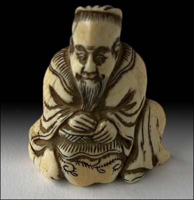 Sennin Wine Jug Netsuke 