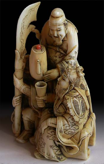 Three Heros Netsuke front lt
