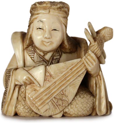 Benten Playing Shamisen Netsuke