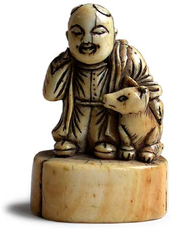 Boy Inu Seal Netsuke