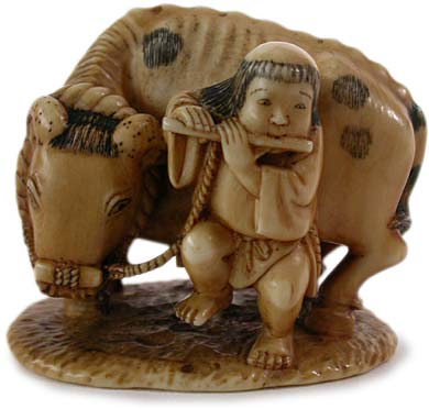  Cowherd and Ox Netsuke 