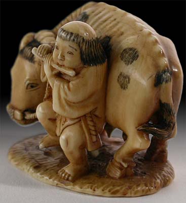  Cowherd and Ox Netsuke 