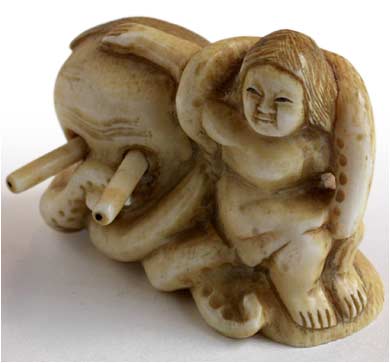 Octopus Diver Girl Netsuke lt