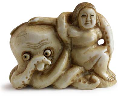 Octopus Diver Girl Netsuke