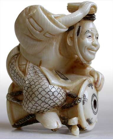Drummer Netsuke Signed Nanryu rt