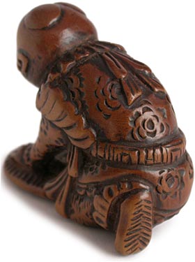 Flying Karako Wood Netsuke lt back