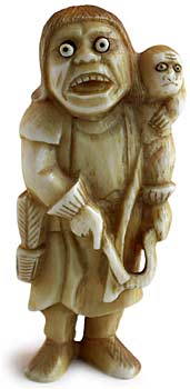 Barbarian and Monkey Netsuke