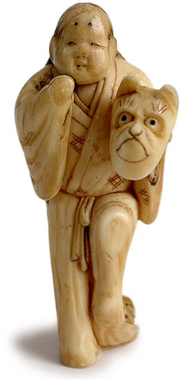 Kitsune Fox Netsuke Signed Masasugu