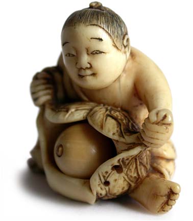 Benkei Stealing Bell Netsuke  lt