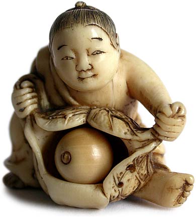 Benkei Stealing Bell Netsuke 
