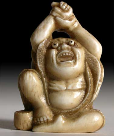 Howling Daruma Trick Netsuke