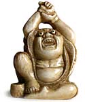 Howling Daruma Trick Netsuke