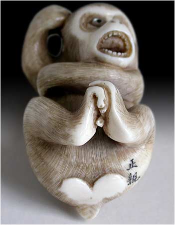 Howling Monkey Netsuke by Masachika