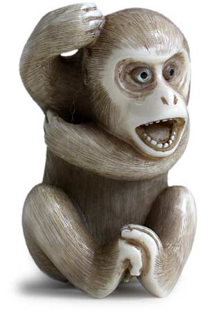Howling Monkey Ivory Netsuke