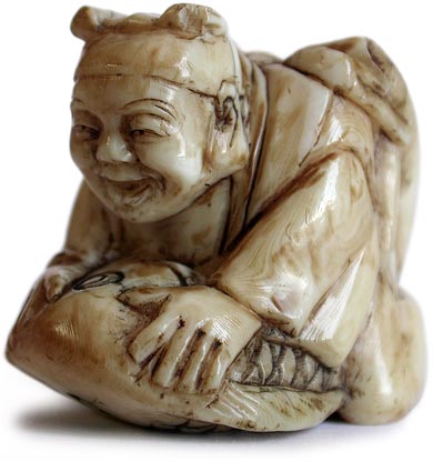 Ebisu Catching Fish Netsuke